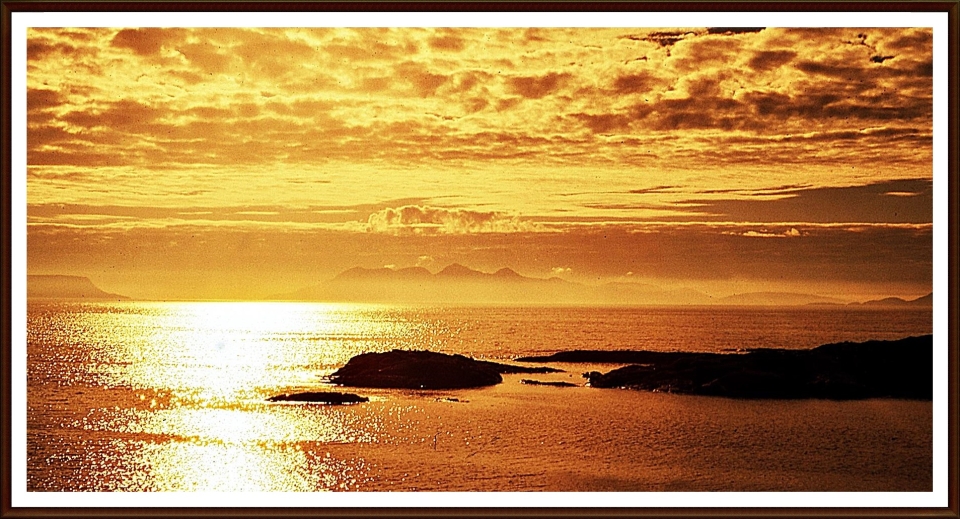 'On Golden Pond' .....Looking across from Arisaig, in N.W.Scotland, to the Isle of Eigg and Rum.