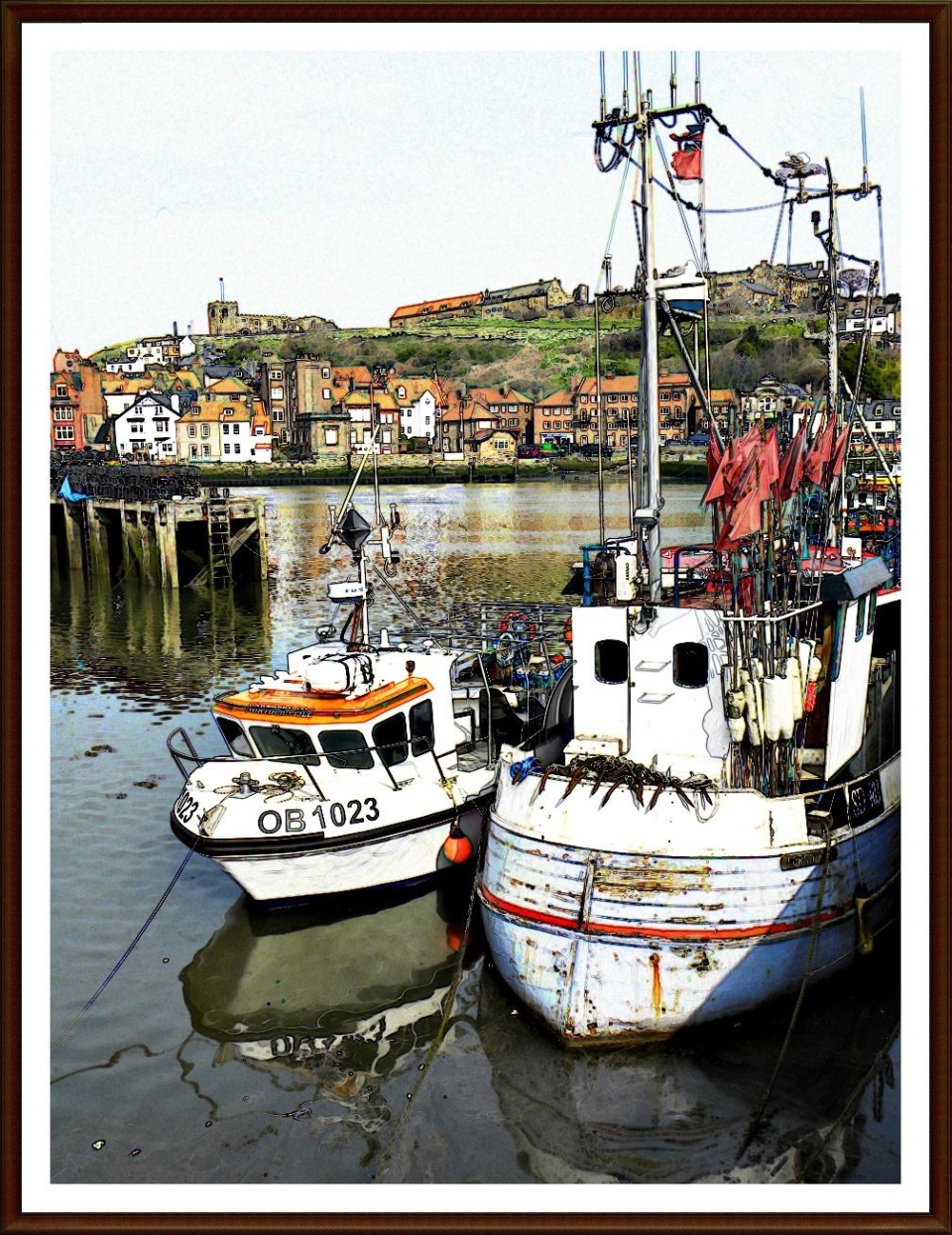 'Whitby Harbour, on the North Yorkshire coastline. England.'